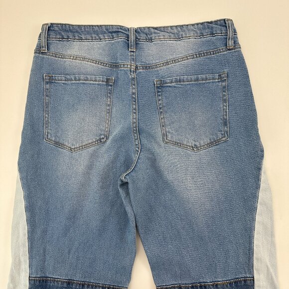 SO Flare Raw Hem Women's size 13 Panels Blue Denim Jeans - Picture 5 of 5